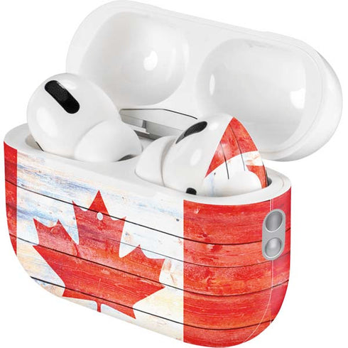 Canada Flag Light Wood AirPods Pro 2nd Gen Skin